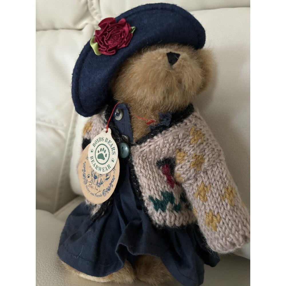 Boyds Bears Bearwear Bailey Bear 8" Plush With Knit Sweater & Beret